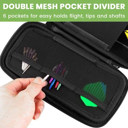 Miniatura 4 de ALKOO Estuche de dardos para 6 piezas de acero y punta suave, organizador de almacenamiento con capacidad para 6 dardos y puntas, ejes y accesorios