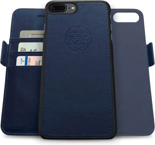 Dreem Fibonacci - Funda tipo cartera 2 en 1 para Apple iPhone 8 Plus y 7 Plus, piel vegana de lujo, funda magnética desmontable a prueba de golpes,