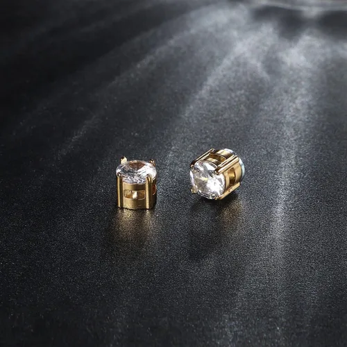 Miniatura 12 de Jstyle Aretes magnéticos de 0.15 a 0.27 pulgadas para hombres y mujeres, brillantes y redondos, con circonita cúbica para orejas sin perforar