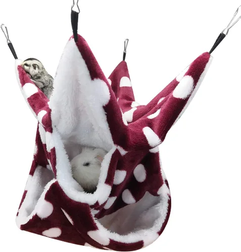 Miniatura 8 de LEFTSTARER Hamaca planeadora de azúcar de triple capa, hamaca pequeña para mascotas, accesorios de jaula de planeador de azúcar, ropa de cama