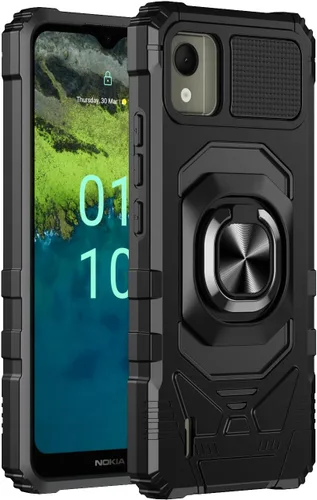Miniatura 2 de Funda para Nokia C110 con protector de pantalla de vidrio templado (cobertura máxima), protección de cuerpo completo [grado militar], funda BK