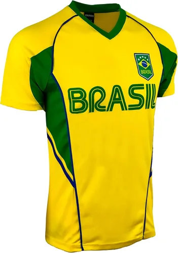 Miniatura 4 de Icon Sports Camiseta de rendimiento de Brasil para niño, camiseta de fútbol de Brasil, camiseta de manga corta de fútbol de Brasil