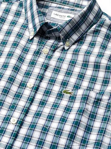 Miniatura 6 de Lacoste Camisa de manga larga con botones de popelín y tejido de guingán elástico para hombre