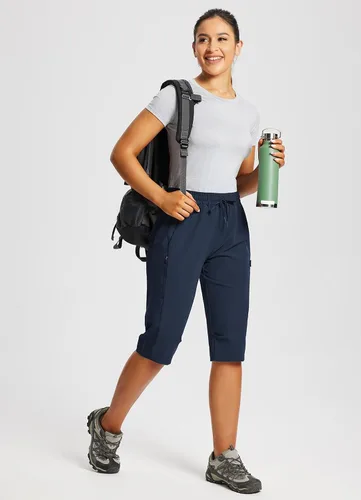 Miniatura 6 de BALEAF Pantalones cortos de 15 pulgadas de largo para mujer, pantalones cortos capri por debajo de la rodilla, ligeros, de secado rápido, cintura
