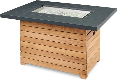 Miniatura 2 de Outdoor GreatRoom Co - Mesa para hoguera de propano – Darien – Pozos de gas para patio exterior – Mesa rectangular de hormigón Everblend de 44
