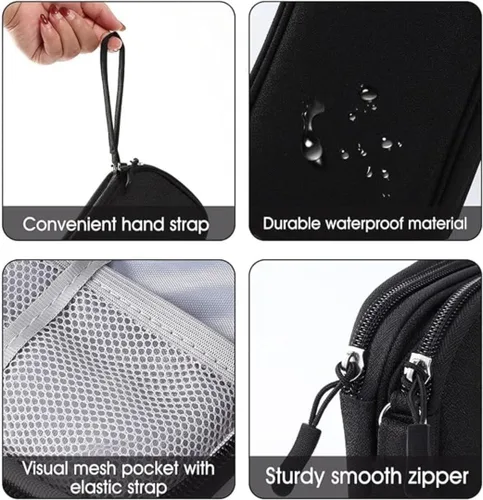 Miniatura 5 de PrimeEssence - Organizador de cables de viaje, bolsa de transporte para accesorios electrónicos, portátil, impermeable, doble capa, bolsa