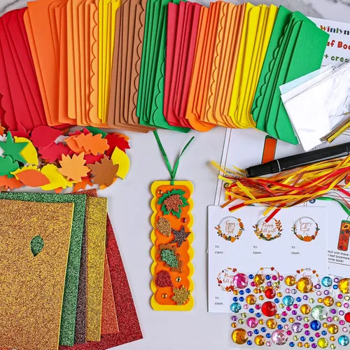 Miniatura 2 de Winlyn 36 juegos de manualidades de otoño, manualidades de otoño, marcapáginas de hojas de bricolaje, juegos de arte, juegos de arte, calcomanías
