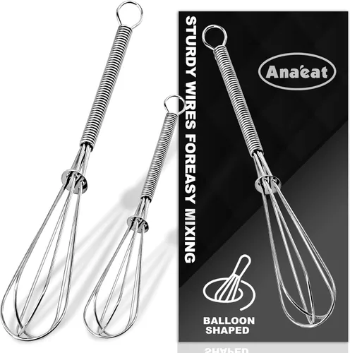 Miniatura 10 de Anaeat Mini batidores de alambre, juego de 2 batidores portátiles de acero inoxidable para cocina y batidor de huevos con alambre grueso, globo 2