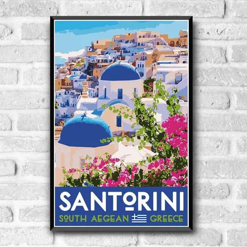 Miniatura 2 de GO SEE DESIGN Santorini - Póster de viaje de estilo vintage, 8 x 10, 12 x 18, 18 x 24 pulgadas, 24 x 36 pulgadas, 4 x 6 pulgadas, impresión