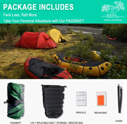 Miniatura 5 de Inflatable Lightweight TPU PackRaft Eco-Friendly White Water Rafting Micro Inflatable Kayak Canoe Carry Bag Included