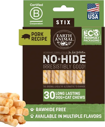 Miniatura 23 de Earth Animal No Hide Stix - Palitos masticables de larga duración sin piel para perros pequeños, libres de cuero, sabor a carne de res - 30
