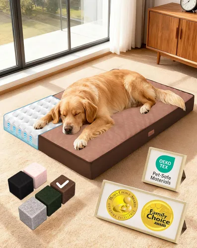 Miniatura 20 de OhGeni Cama ortopédica impermeable para perros pequeños, funda extraíble lavable a máquina en tela fácil de limpiar, espuma de alta densidad y asa