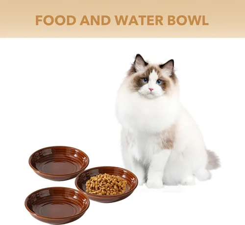 Miniatura 4 de Havniva Platos de cerámica anchos para gatos con protección para bigotes, juego de 3 tazones de cerámica para gatos, plato antideslizante