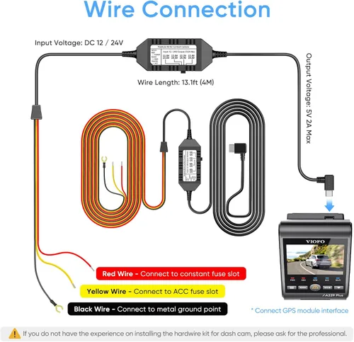 Miniatura 3 de Cable de conexión directa VIOFO HK4 Acc, Cable USB-C de conexión directa para serie A329/serie A229/A119Mini2/A139Pro/WM1/T130 Dash Cam, Protección