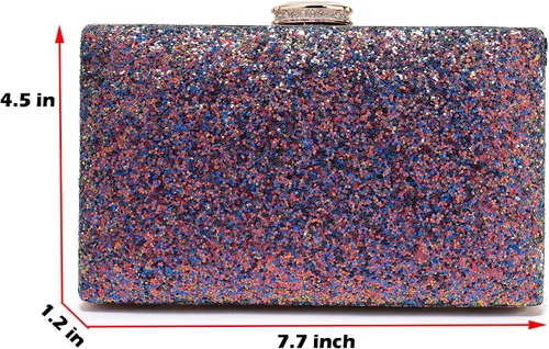 Miniatura 4 de CARIEDO Bolso de mano brillante para mujer, elegante bolsa de noche con purpurina para baile, boda, fiesta, graduación, novia, Decoración