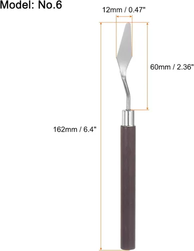 Miniatura 2 de HARFINGTON 2 cuchillos de paleta n.º 6 de 0.472 in de ancho de acero inoxidable pequeña espátula puntiaguda cuchillo de paleta de pintura con mango