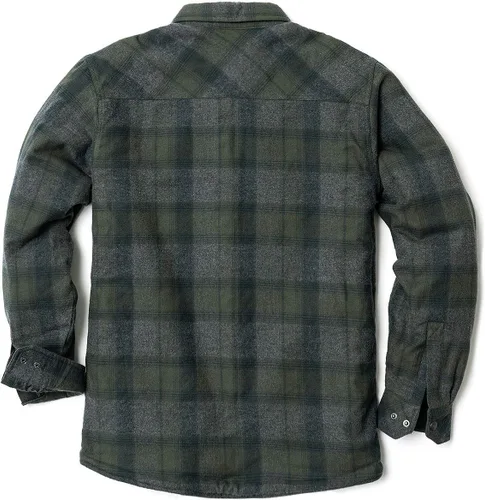 Miniatura 2 de CQR - Chaqueta de franela con forro aborregado para hombre, manga larga, de tela escocesa suave y resistente, con botones