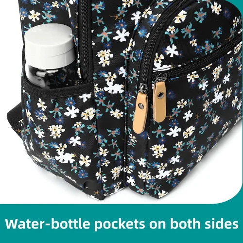 Miniatura 8 de Leaper Mochila para laptop para mujer: linda mochila floral para escuela, universidad, viajes, trabajo, mochila ligera para niños, Negro margarita