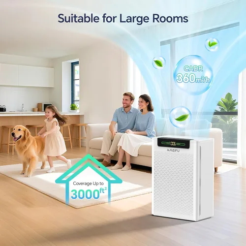 Miniatura 2 de Purificadores de aire para el hogar, habitación grande de hasta 3000 pies cuadrados, purificador de aire para mascotas con control inteligente