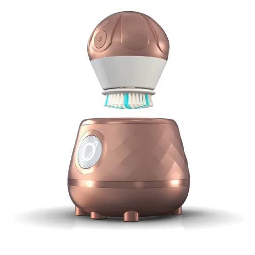 TAO Clean Ona Diamond Cepillo facial orbital y estación de limpieza, cepillo de limpieza facial eléctrico con mango ergonómico, configuración de Oro