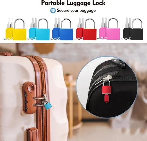 Miniatura 5 de 6 cerraduras de equipaje pequeñas con llaves cubiertas de plástico Mini candado para maleta, mochila y caja