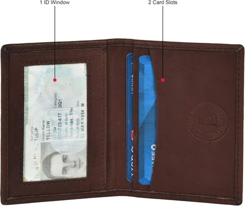 Miniatura 41 de Leatherboss - Cartera delgada y plegable de piel auténtica Soporte para tarjeta de crédito, débito, identificación Compacta y elegante
