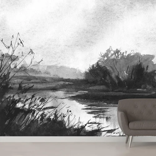 Miniatura 25 de SIGNWIN Adhesivo mural removible para pared, acuarela, pastel, tormenta, nube, lago, pantano, naturaleza, desierto, bellas artes, duotono, paisaje