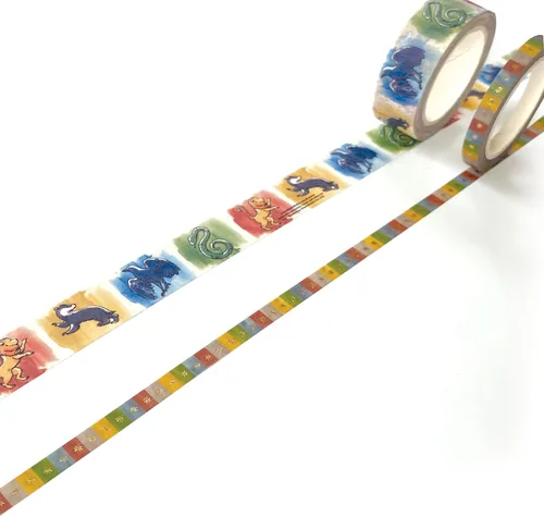 Paper House Productions Harry Potter - Juego de 2 rollos de cinta washi decorativa para álbumes de recortes y manualidades - Casas de acuarela
