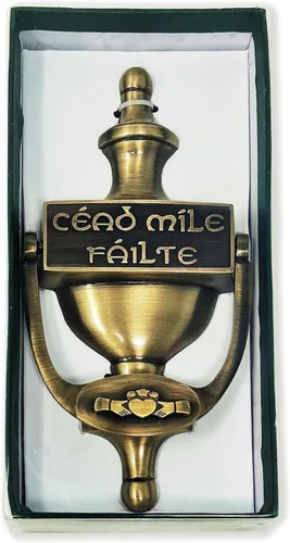 Miniatura 2 de Claddagh - Aldera de latón para puerta delantera, 8 pulgadas, regalo de bienvenida, decoración del hogar de Irlanda (latón antiguo)