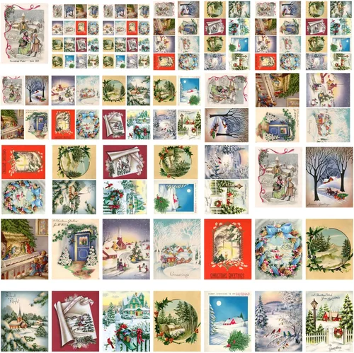 Miniatura 4 de Paquete de papel para decoupage (35 hojas 15x20 cm) Paisajes navideños FLONZ Estilo vintage Imágenes navideñas para decoupage, manualidades