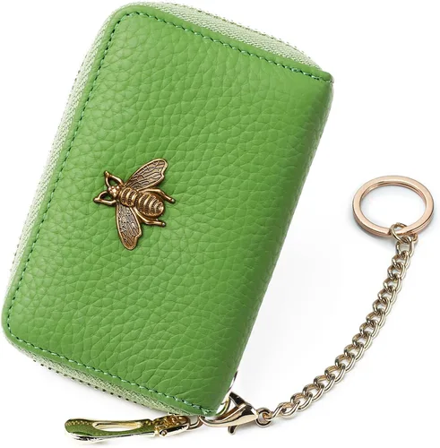 Miniatura 62 de imeetu Soporte para tarjetas de crédito RFID, cartera pequeña de cuero con cremallera para mujer