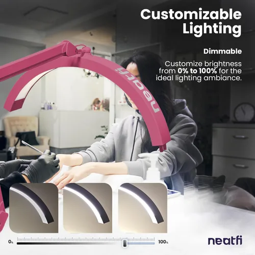 Miniatura 4 de Neatfi Lámpara de mesa LED media luna para esteticistas, técnico de uñas y cosmetóloga para arte de manicura, facial, depilación, hilo y tatuajes