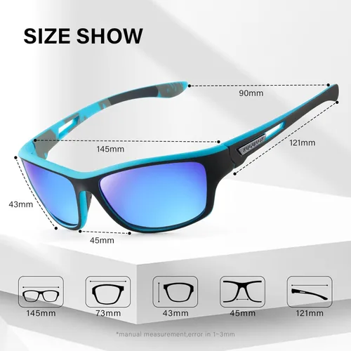 Miniatura 12 de KUGUAOK Gafas de sol deportivas polarizadas para hombres, para conducir, ciclismo, pesca, gafas de sol 100% con protección UV 3apck-negro+azul+azul