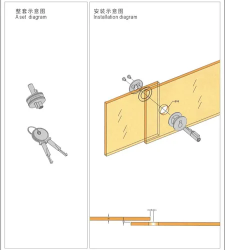Miniatura 8 de Cerraduras de puerta de vidrio Cerradura redonda deslizante para espesor de vidrio 0.12 "-0.23" para gabinetes de colección de productos básicos