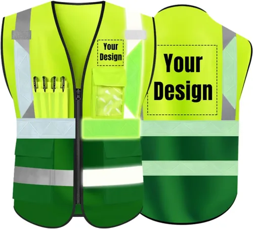 Miniatura 35 de Chaleco de seguridad de alta visibilidad Personaliza tu logotipo chaleco de seguridad protector, Amarillo