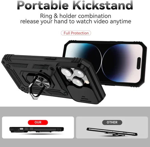 Miniatura 7 de Funda magnética compatible con iPhone 14 Pro de 6.1 pulgadas, funda magnética para iPhone 14 Pro con cubierta de cámara y soporte de grado militar