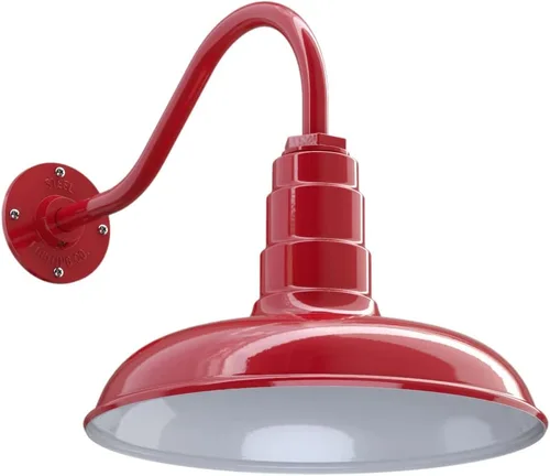 Miniatura 48 de Steel Lighting Co. Topanga - Luz de granero Montaje en pared al aire libre Domo de 14 pulgadas Cuello de cisne de 11 pulgadas Luz de garaje