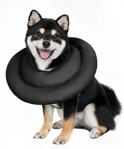 Miniatura 16 de Cómodo y ajustable cono de perro suave alternativo después de la cirugía – Collar isabelino de dona para gatos, perros medianos y perros pequeños