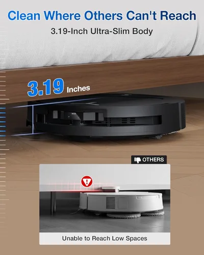 Miniatura 2 de ECOVACS DEEBOT T50 Omni Robot Aspirador y trapeador, 3.19 pulgadas, ultra delgado, succión de 15,000 Pa, ZeroTangle 2.0, limpieza de bordes TruEdge