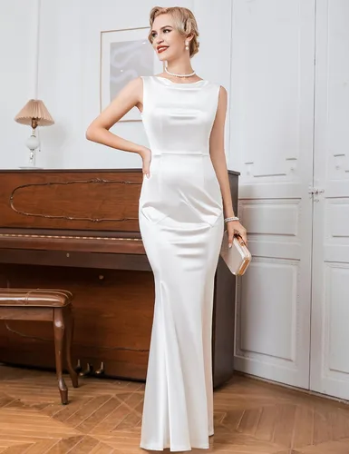Miniatura 5 de Vestido de noche formal de los años 30 para mujer, sin mangas de sirena elegante