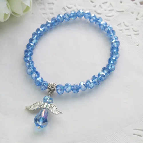 Miniatura 4 de WE Pulsera con dije de ángel de cristal azul 12 PCS - Bautizo Favor/Bautizo/Recuerdos de Bautizo/Quinceañera/Baby Shower, Cristal