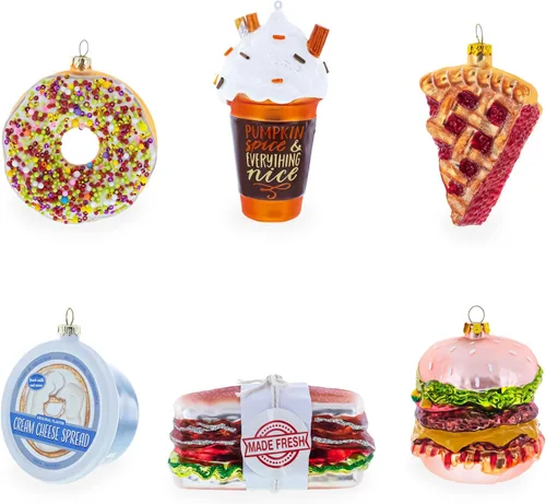Miniatura 5 de Adorno navideño de vidrio soplado de hamburguesa con queso doble