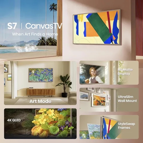 Miniatura 5 de Hisense Serie S7N CanvasTV QLED 4K de 85 pulgadas, Dolby Vision HDR Google Smart TV (85S7N, modelo 2025) - 144Hz, modo artístico, panel