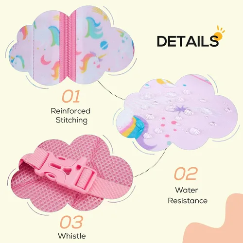 Miniatura 6 de mommore Mochila para niños con múltiples compartimentos, Unicornio, Mochilas de viaje