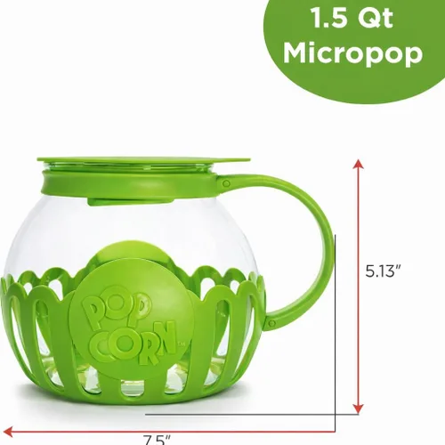 Miniatura 4 de Ecolution Micro-Pop - Palomitas de maíz para microondas de 1.5 cuartos de galón, vidrio seguro para la temperatura con tapa multiusos