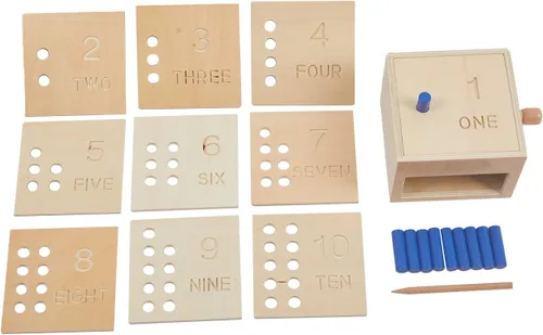 Miniatura 3 de Adena Montessori Juguetes Juego de clavijas de madera para contar del 1 al 10 con números, caja de clavijas y clavijas de volcar – Juguete educativo