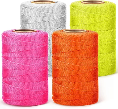 Miniatura 19 de Amylove Línea de cuerda de 6 rollos de nailon trenzado #18, cuerda de construcción trenzada de nailon de 500 pies, cuerda resistente para exteriores