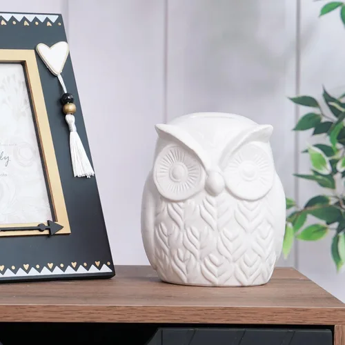Miniatura 3 de Estatua de búho, estatua de animal, decoración moderna, escultura, regalo para escritorio, estantería, mesa de oficina, cerámica, 5.5 pulgadas