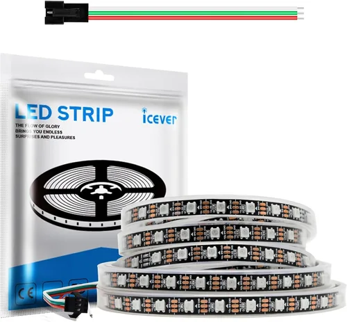 Miniatura 14 de Tira de luces LED WS2812B de 16.4 pies, 5 V, 150 LED RGB IC 5050SMD direccionables individuales – PCB blanco flexible IP30-30LEDs/m MagicRGB Dream