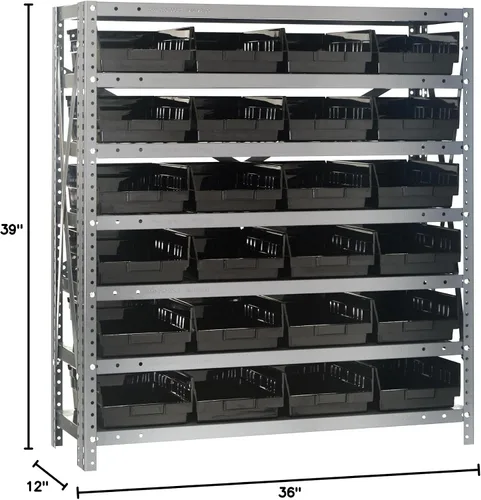 Miniatura 403 de Quantum QSBU-245BK Heavy Duty Shelving Unit with (7) Shelves and (24) QUS245 Black Bins for Garage Warehouse Storage Distribution 400 lb Load